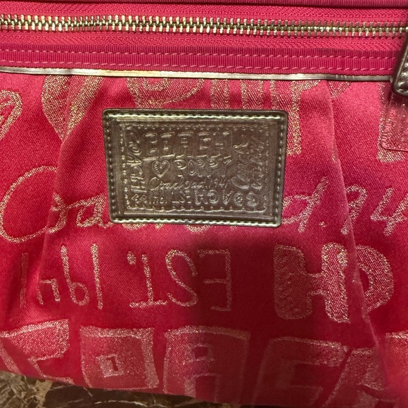 Coach Poppy Storypatch Glam Tote Hot Pink Jacquard Metallic Trim 2010 - Picture 16 of 16